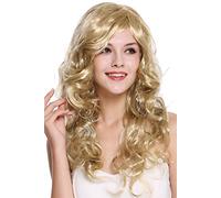 WIG ME UP - DEC37-ZA33 Perruque Dame Carnaval Longue Blond Clair ondulée bou Sexy Raie côté 65 cm