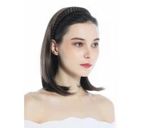 WIG ME UP Demi-Perruque Haarteil Tressée Cheveux Lisses 35 cm, Aschbraun