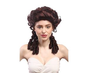 WIG ME UP - DH1009-ZA30 Perruque Mesdames Carnaval Baroque Romantisme Renaissance Boucles Spirale Maid taquiné Maroon