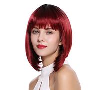 WIG ME UP - DW-2140Q-YS871S1B Perruque dame carré long frange courte dégradé noir rouge