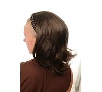 WIG ME UP - DW1026-8 Mi-perruque extension noble avec serre-tête tressé longueur d'épaules lisse légèrement ondulée brune