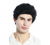 WIG ME UP - DW1333A-1 Perruque hommes femmes unisexe légèrement ondulée toupet noir