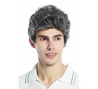 WIG ME UP - DW1333A-44 Perruque hommes femmes unisexe légèrement ondulée toupet gris foncé gris chiné