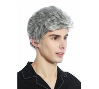 WIG ME UP - DW1333A-51 Perruque hommes femmes unisexe légèrement ondulée toupet gris argenté