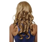 WIG ME UP - Extension clip-in avec 7 pinces, perruque 3/4 blond cendré 50 cm bouclée, ondulée, extension de cheveux, wig H9503-19