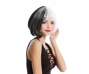 WIG ME UP - GF-W2289-1+1001 Perruque dame qualité cosplay courte carré mi-blanc mi-noir
