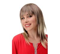 WIG ME UP - GFW2203-99JT613E Perruque dame sexy frange longueur d'épaules lisse mèches brunes blondes pointes claires 45 cm