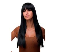 WIG ME UP - GFW373-1 perruque noir foncé moderne à frange avec une coupe droite élégante et cheveux lisses 60 cm