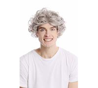 WIG ME UP - GFW963-51 Perruque grise gris clair avec noir dame homme courte sauvage volumineuse bouclée vieille