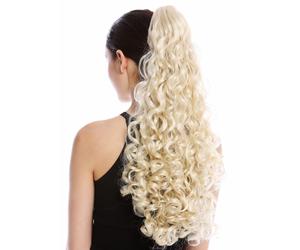 WIG ME UP Haarteil Queue de Cheval Clip-in Long 60 cm Très Bou lond Clair