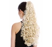 WIG ME UP Haarteil Queue de Cheval Clip-in Long 60 cm Très Bouclé Blond Clair