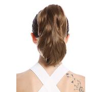 WIG ME UP - MKB-29-V-12 Postiche couette queue de cheval peignes court légèrement ondulé lisse jusqu'à ondulé brun doré