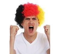 WIG ME UP - MMAM-15M Perruque Carnaval Afro Perruque Fan Football Coupe du Monde Allemagne Noir Rouge Or