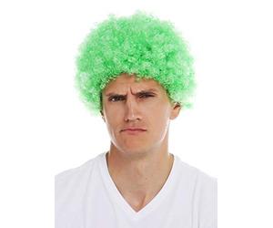 WIG ME UP - MMAM-9M-K427 Perruque Carnaval Hommes Femmes Clown Vert Afro Courte bou frisée