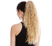 WIG ME UP - N461-V-24BH613 Postiche couette queue de cheval longue volumineuse bou boucles anglaises crêpé afro blond platin mèches 55 cm