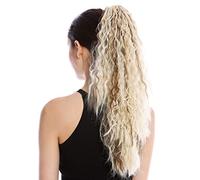 WIG ME UP - N461-V-613H10 Postiche couette queue de cheval longue volumineuse bou boucles anglaises crêpé afro blond platine brun mèches 55 cm