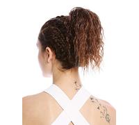WIG ME UP - N67A-V-2T30 Couette queue de cheval courte volumineuse bou boucles anglaises crêpé afro mèches brun châtain 25 cm