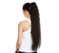 WIG ME UP - N857-V-3 Postiche couette queue de cheval extrême longueur volume bouclée boucles crêpées afro kinks brun foncé 75 cm