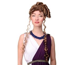 WIG ME UP - Perruque Carnaval Dame Coiffure Historique Grecque Romaine Tudor Renaissance Biedermeier Brun Clair WIG022-P8