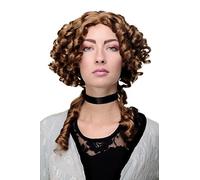 WIG ME UP - Perruque de qualité dame Antiquité Renaissance & Baroque boucles anglaises tresses raie centrale brune 9036-30