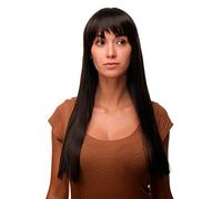 WIG ME UP - Perruque moderne brun foncé frange coupe droite élégante cheveux lisses 60 cm GFW373-4
