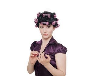 WIG ME UP - Perruque Noire avec bigoudis ménagère Femme 4204-P103