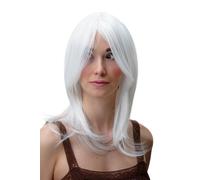WIG ME UP - 3240-1001 Perruque dame mi-longue lisse blanche cosplay 45 cm