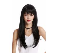 WIG ME UP Perruque pour Femme Noir Profond Long Lisse Séduisant Frange GFW2274