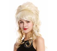 WIG ME UP - GFW2418-LG26+613 Perruque dame baroque années 60 rétro énorme choucroute chignon bouclé longue frange mélange blond