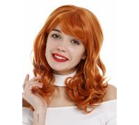 WIG ME UP Perücke Damen Lang Wellig Lockig Orange Pony Cosplay 50 cm