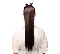 WIG ME UP - Postiche capillaire queue de cheval extension brune lisse tombante maintien avec élastique et pinces env. 60 cm C9429-6