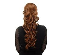 WIG ME UP - Postiche natte boucles volumineuses bouclée très longue (60 cm) + Peigne et élastique de fixation brun cuivré WK03-30