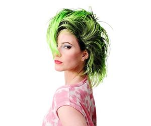 WIG ME UP - PW0078-1-P103PC15 Perruque Carnaval Punk Glamour Vamp Mohawk iroquoise Cheveux crête Noire-Vert Neon
