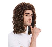 WIG ME UP - PW0171-P6 Perruque Homme Carnaval Lord Anglais Gentilhomme Juge Baroque Boucles Brunes