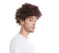 WIG ME UP - PW0186-P4 Perruque Homme Femme Carnaval Courte bouclée Afro Brune