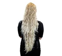 WIG ME UP - Queue de cheval très longue et volumineuse, extension, natte avec boucles frisées, blond foncé platine mèches N838-15BT613