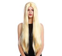 WIG ME UP - TH46-P03 Perruque Dame Halloween Carnaval très Longue Lisse Raie Centrale Blonde