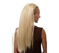 WIG ME UP - TYW60875H-613 Mi-perruque extension noble avec serre-tête tressé très longue lisse blond platine