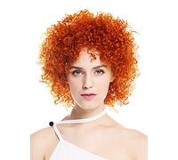 Perruque pour Femme Court Volumineux Crépu Bou oucles Rouge-Orange