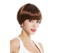 WIG ME UP - VK-6-6 Perruque dame courte coupe au bol frange dégradé brun rouge mèches blondes racines brun foncé