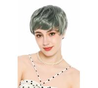 WIG ME UP - VK-72-T5904 Perruque pour femmes et hommes, style garçon manqué, androgyne, unisexe, courte, ondulée, vert clair, coupe pixie