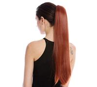 WIG ME UP - YZF-1094S-130 Postiche couette queue de cheval peigne et élastique/bandelette longueur 63 cm lisse rouge cuivré