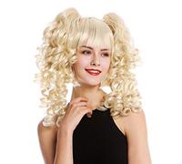 WIG ME UP - YZF-7080+A-T0915 Perruque dame cosplay trois parties carré court + couettes amovibles boucles spirales blond