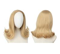 Wig, Perruque courte bouclée for femme, demi-tête réglable avec cordon de serrage,Human hair wig(Bright gold)