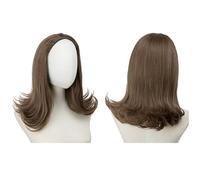 Wig, Perruque courte bouclée for femme, demi-tête réglable avec cordon de serrage,Human hair wig(Dark brown)