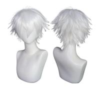 Wig Short Black Men's Cosplay Synthetic For Men Women Anime Cosplay(White)