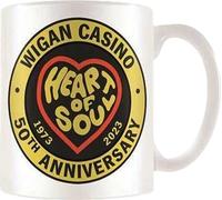 Wigan Casino - Tasse à café "Keep The Faith", cœur, 50e anniversaire PM10871 (taille unique) (Blanc/Jaune/Noir)