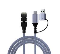 Wigearss 2 en 1 Câble USB C/USB 3.0 vers RJ45 Ethernet CAT 6, Câble LAN vers USB 3.0/USB C, Connexion Directe Gigabit, Compatible avec les MacBooks, Ordinateurs Portables, 2 M