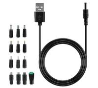 Wigearss Câble d'alimentation USB vers DC, 13 en 1 Câble Chargeur USB Adaptateur Cordon, Câble USB-A vers DC Universel avec 13 Connecteurs, pour Routeurs, Hau, Tablettes, Téléphones Portables