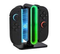 Wigearss Chargeur Magnétique pour Nintendo Switch 2 JoyCon, Station de Charge Rapide pour 4 JoyCon, avec Lumière RGB et LED en Temps Réel